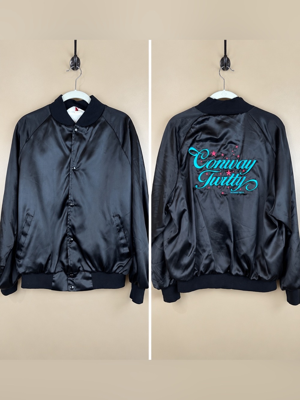 Vintage Conway Twitty WestArk Satin Bomber Jacket Men’s XL Unisex 80s Country